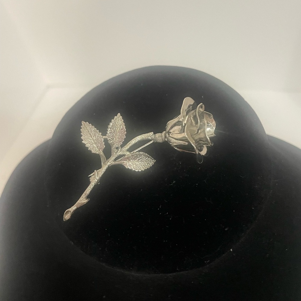 Vintage Silver Rose Brooch